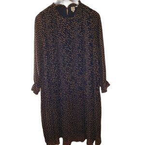 Anthropologie Womens 6 Seen Worn Kept Elegant Navy and Gold Polka Dot Midi Dress